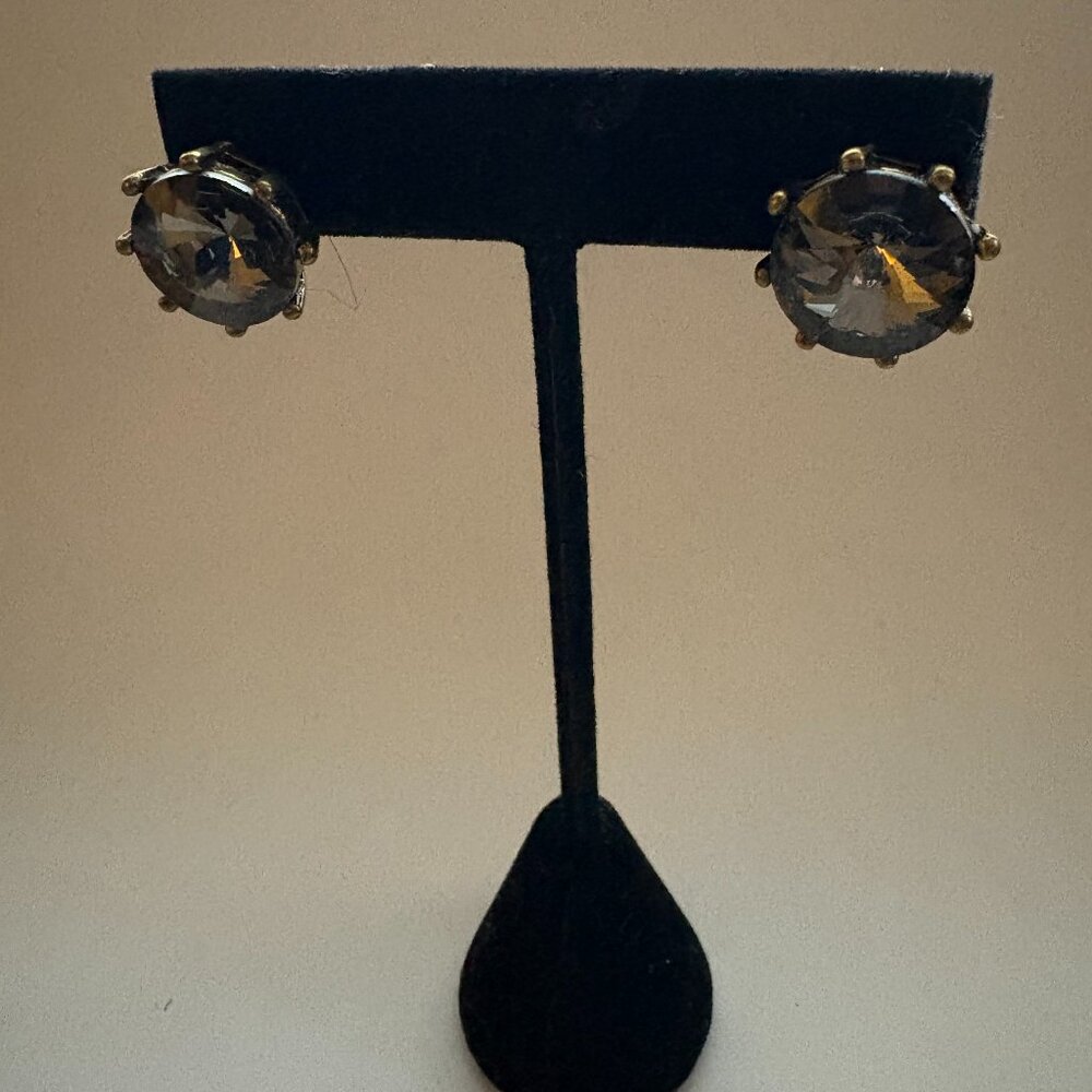 NWT Miriam Haskell 2019 Jet Vamp smoky quartz stud earrings